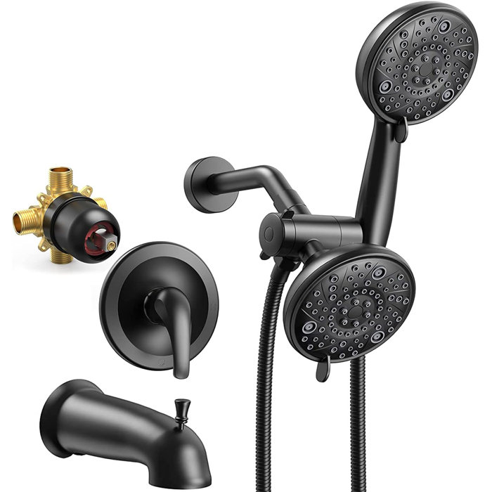 rw Tub Shower Faucet Set, Dual Shower Head With Bathtub Faucet Set ...